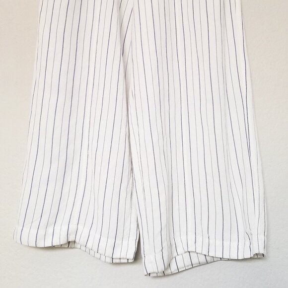 Madewell Linen-Blend Pull-On High-Rise Wide-Leg Pants White Navy Stripe XXL $88 - Picture 11 of 16